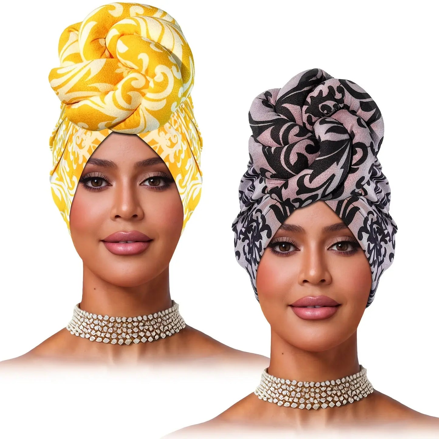 2pcs Zebra Print Pre-Tied Hair Turbans - Soft Polyester Knot Head Wraps for Women, Stylish Black & White Pattern, Comfortable Shower Cap for Short Hair, Fashion Headband | Zebra Print Turban | Snug Fit Design Chic Le'Meek