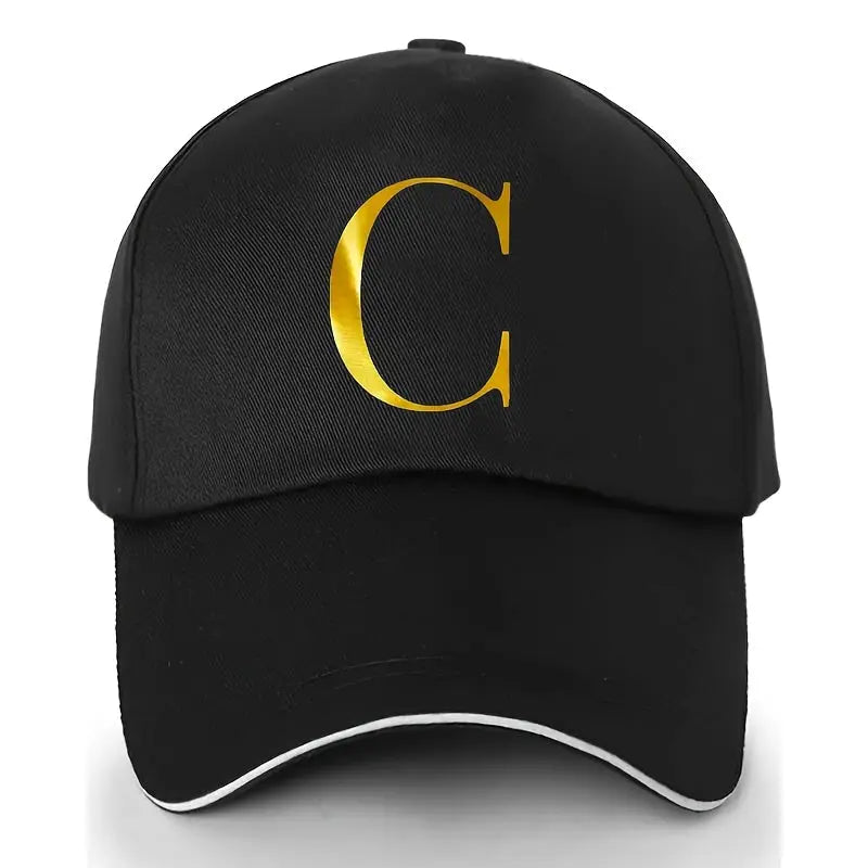 Unisex Polyester Baseball Cap | Adjustable Fit | Lightweight, Breathable & Quick-Dry | Golden Letter Print Embroidery 'M' or 'A' | Ideal for Outdoor Sports and Travel | Stylish Hip-Hop Dad Hat, Casual Wear Hat | Hiphop Style Chic Le'Meek