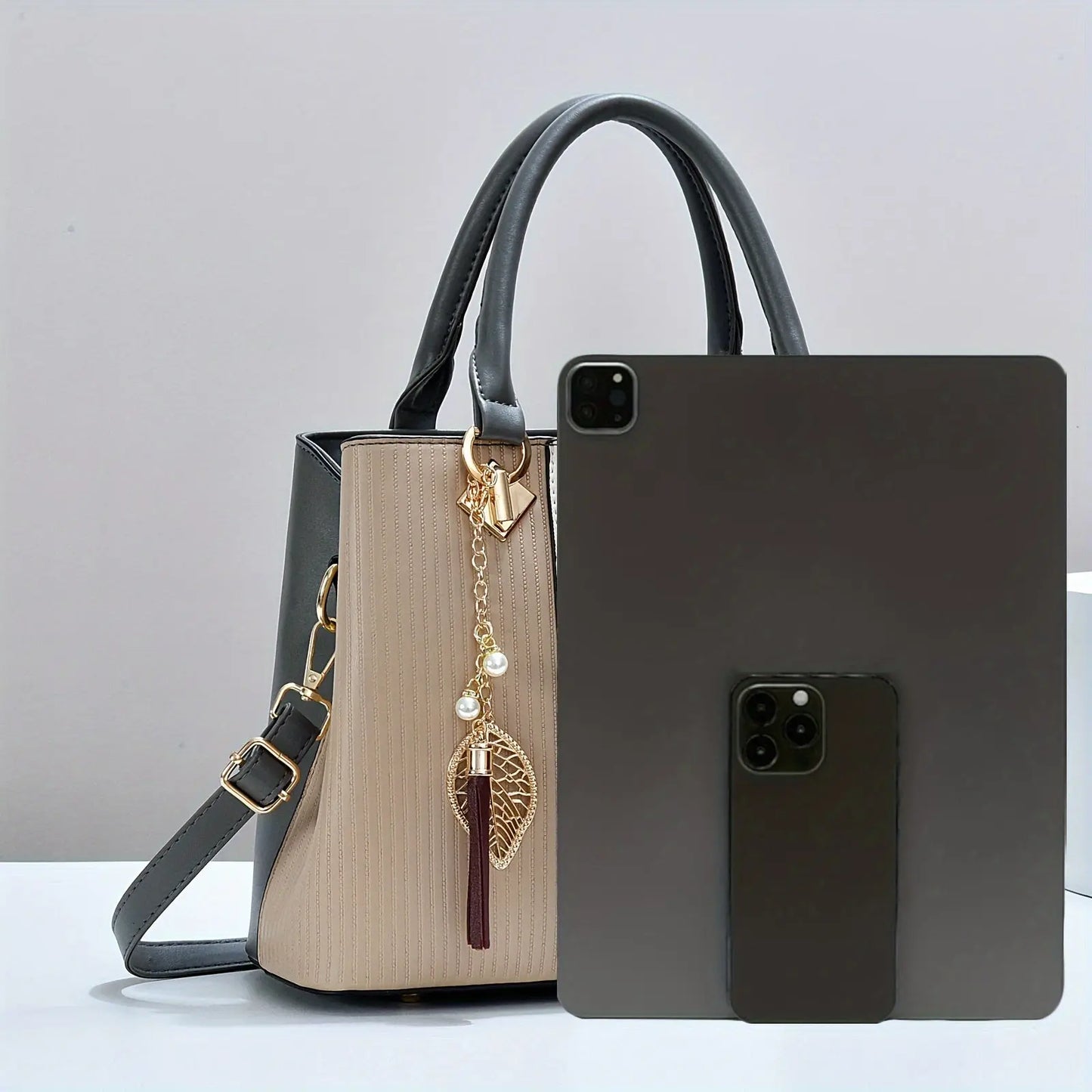 Adjustable Strap Zipper Closure Casual Single Shoulder Crossbody Bag, New Striped Polyester Lining, Edge Paint, No Printing, with Homecoming Mother's Day Gift for Women Chic Le'Meek