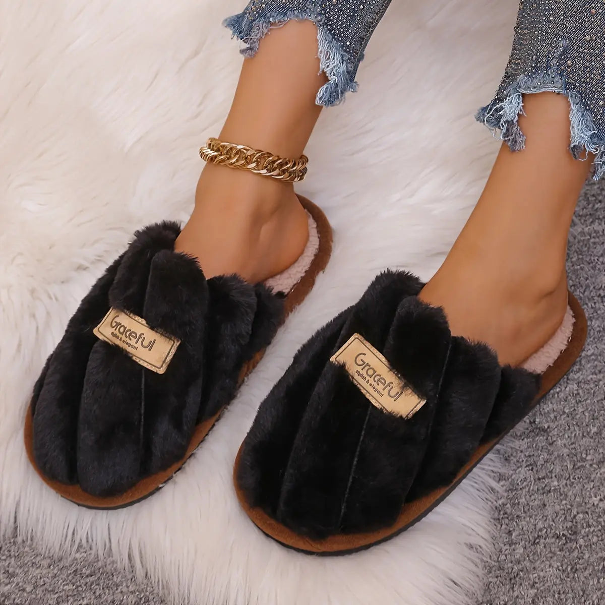 Cozy All-Season Non-Slip Striped Slip-on Slippers - Unisex Casual Fabric Upper/Inner EVA Sole Shoes - Hand Washable Comfort Indoor Floor Footwear Chic Le'Meek