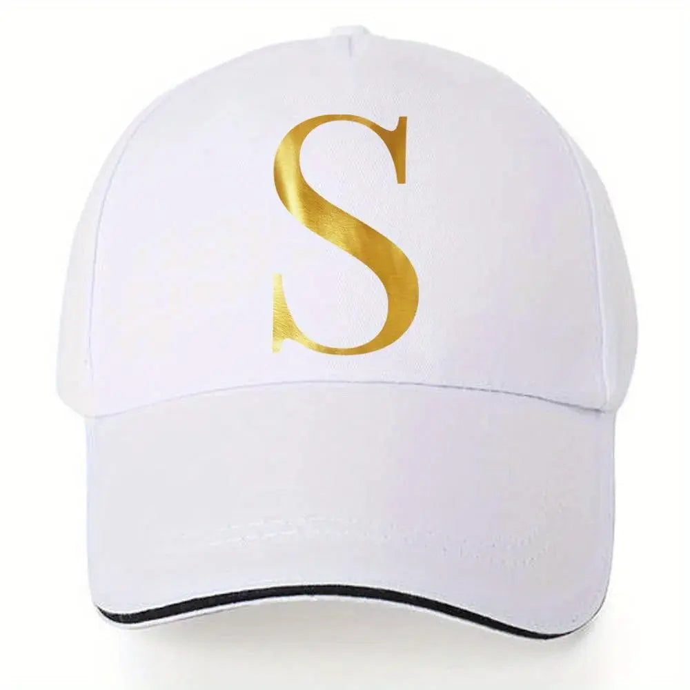Lightweight Baseball Cap with Adjustable Shoulder Strap, Breathable And Quick Drying- Customizable Golden Letter Design, Suitable for Outdoor Sports And Travel, Baseball Cap Chic Le'Meek