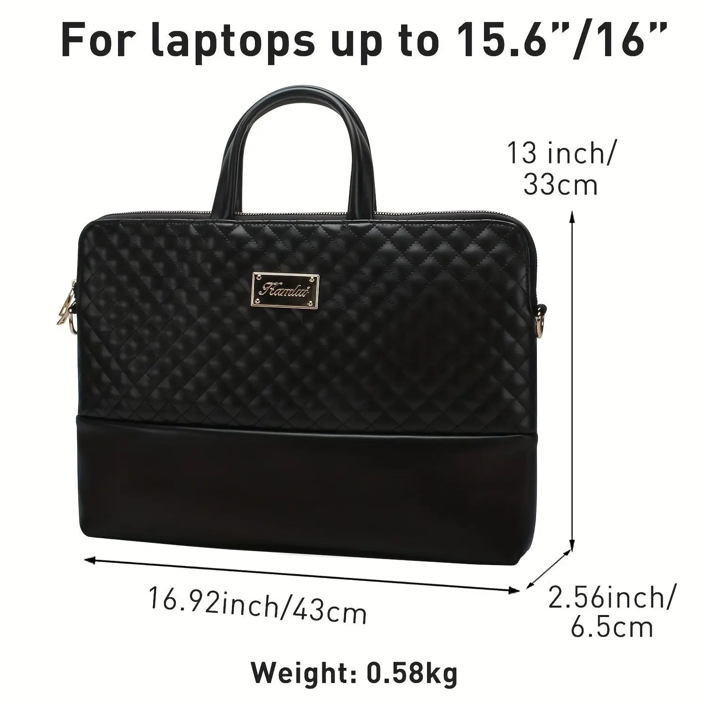Kamlui Laptop Bag for Women 15.6-16-Inch Carrying Computer Bag Laptop Case Shoulder Slim Work Travel PU Leather (Black) Temu