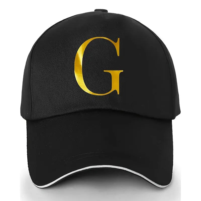 Unisex Polyester Baseball Cap | Adjustable Fit | Lightweight, Breathable & Quick-Dry | Golden Letter Print Embroidery 'M' or 'A' | Ideal for Outdoor Sports and Travel | Stylish Hip-Hop Dad Hat, Casual Wear Hat | Hiphop Style Chic Le'Meek