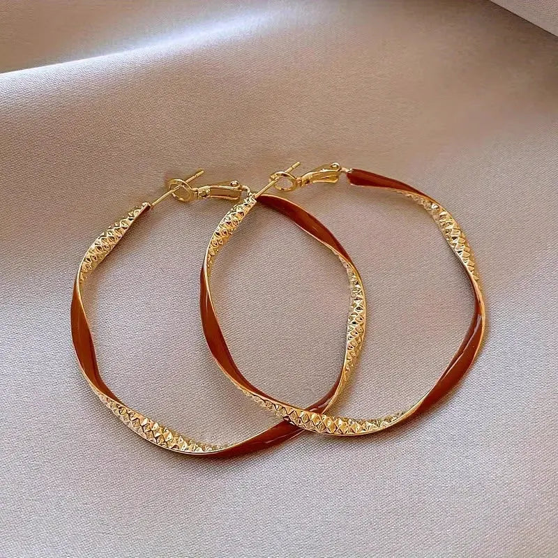 2 Pairs of Red and Green Earrings, Fashionable European and American Niche Temperament, Commuting High-end Retro Drip Oil Simple Geometric Earrings, Valentine's Day Birthday Gift, Women's Jewelry Clearance Chic Le'Meek