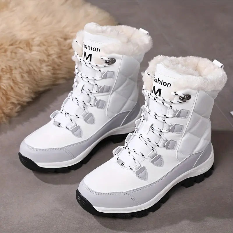 Women'S Winter Snow Boots, Anti-Slip Thick Warm Fleece-Lined Shoes, Solid Color, Round Toe, Fabric Upper, TPR Sole, Superfine Fiber Inner, Man-Made Materials - Cozy Footwear for Cold Weather Chic Le'Meek