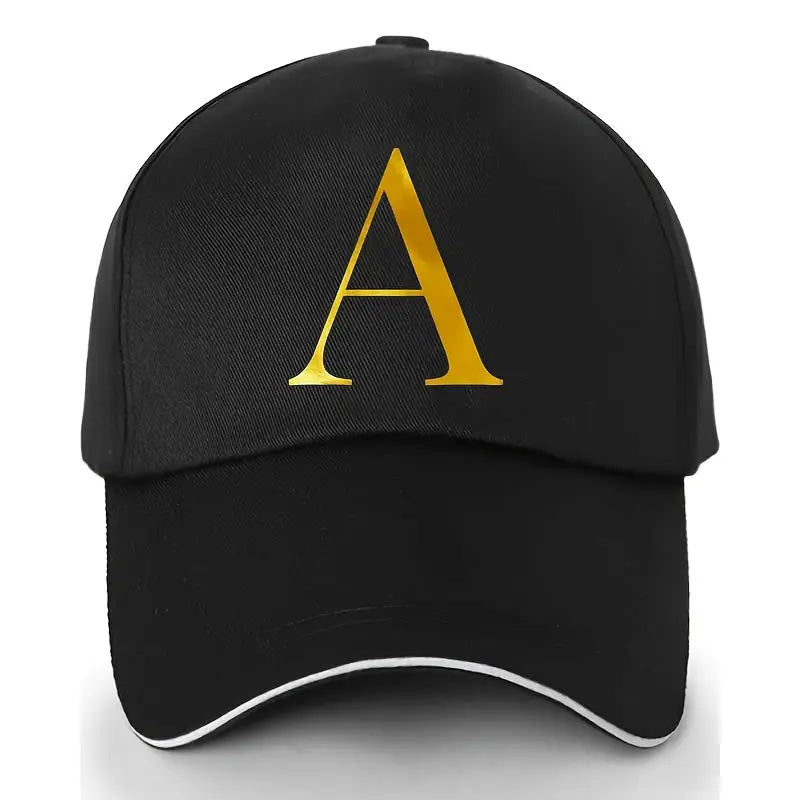 Unisex Polyester Baseball Cap | Adjustable Fit | Lightweight, Breathable & Quick-Dry | Golden Letter Print Embroidery 'M' or 'A' | Ideal for Outdoor Sports and Travel | Stylish Hip-Hop Dad Hat, Casual Wear Hat | Hiphop Style Chic Le'Meek
