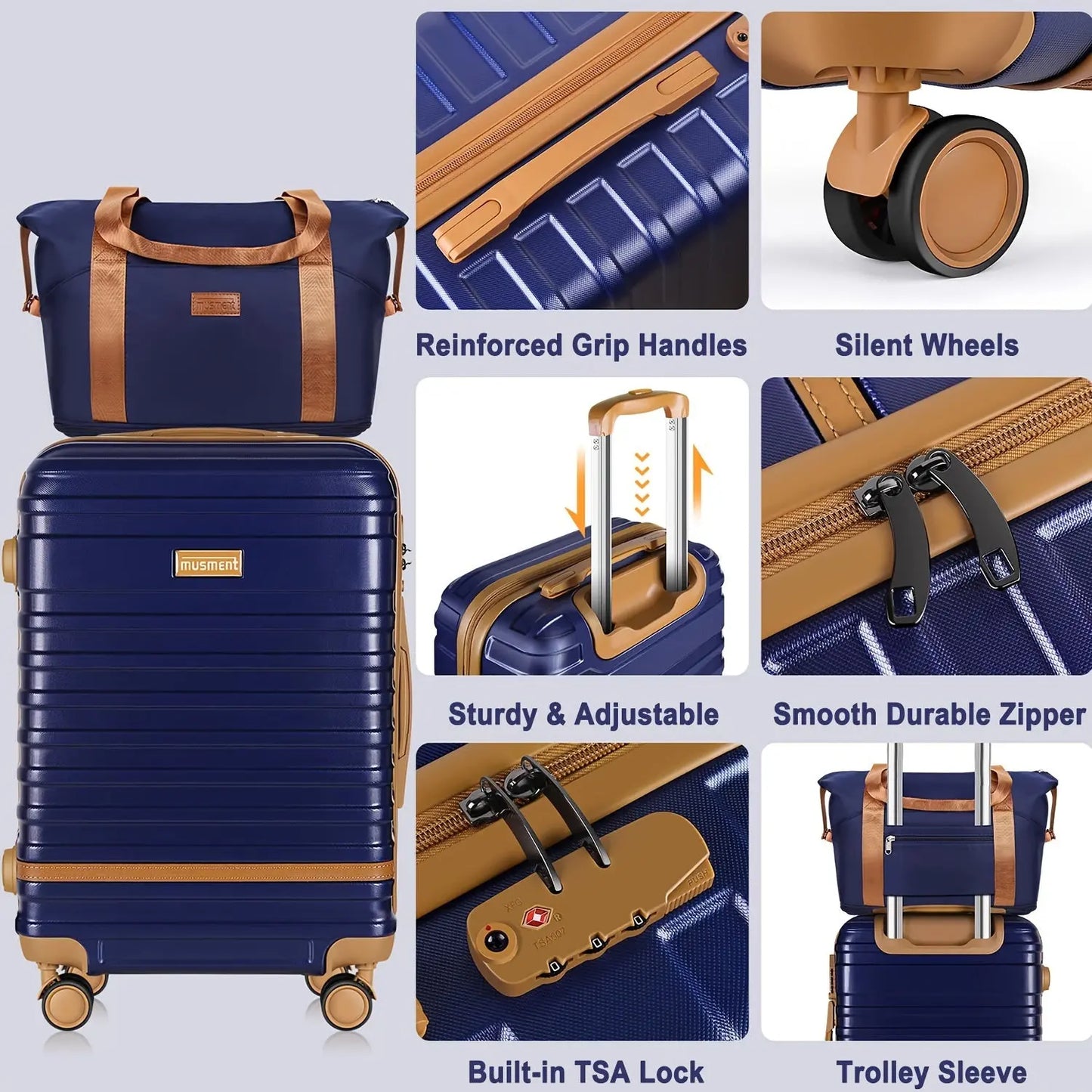 Suitcase Set Luggage Sets, 20 Inch Carry On Luggage With TSA Lock And Double Spinner Wheels, Suitcase With Travel Bag And Toiletry Bag AliExpress