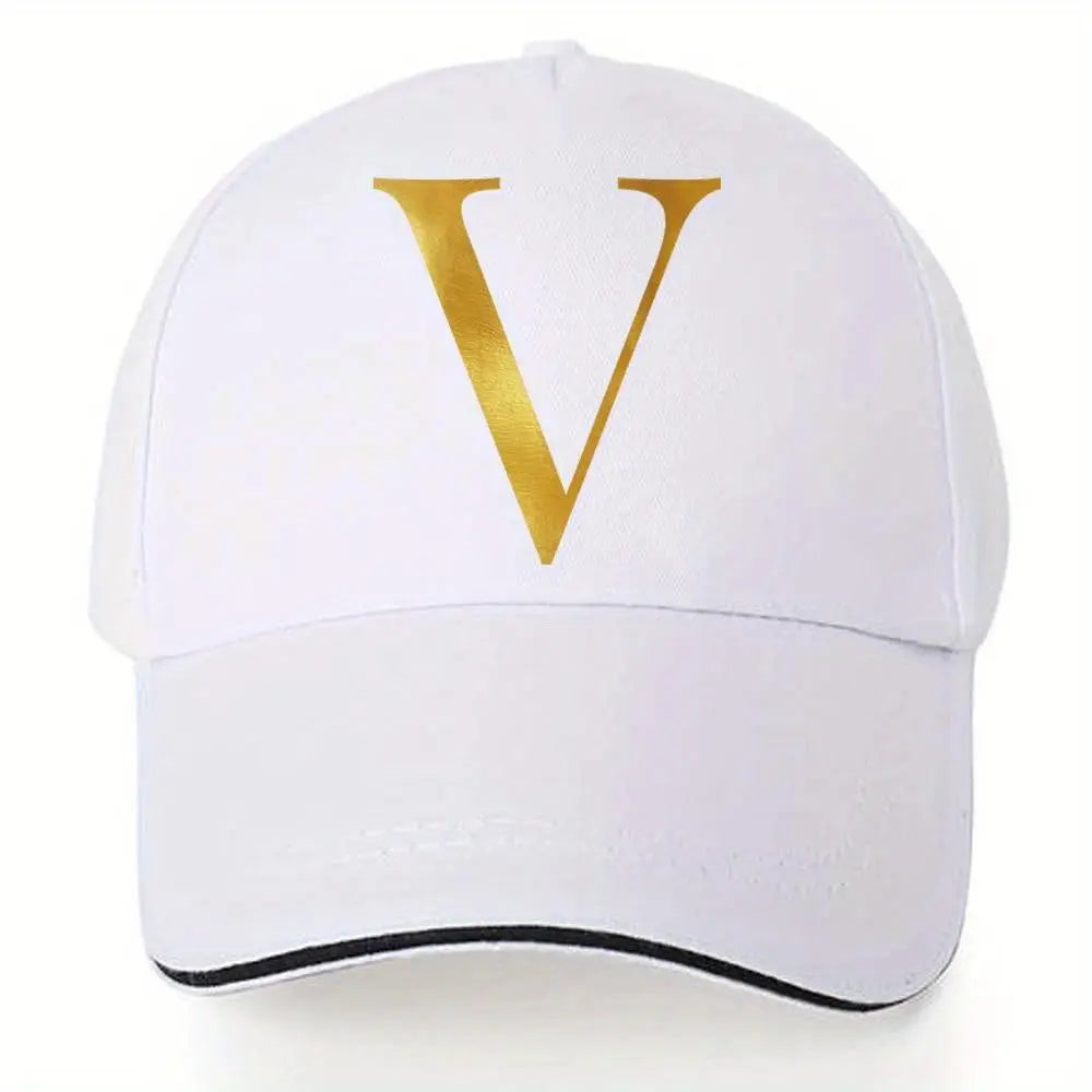 Lightweight Baseball Cap with Adjustable Shoulder Strap, Breathable And Quick Drying- Customizable Golden Letter Design, Suitable for Outdoor Sports And Travel, Baseball Cap Chic Le'Meek