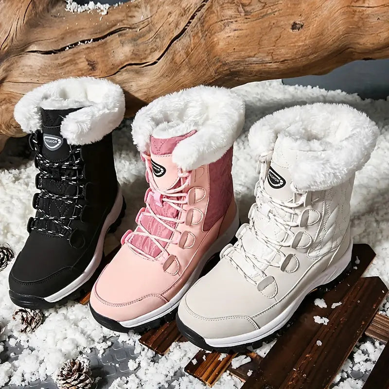 Ultra-Warm Chunky Snow Boots for Women - Anti-Slip, Wear-Resistant, High-Tube Hiking Boots with Thickened Soles for Winter Outdoor Activities - Comfortable, Waterproof, and Breathable Chic Le'Meek