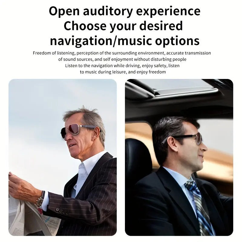 Stylish High-Definition Smart Glasses - Built-in Microphone and Speaker, HiFi Music Quality, Compatible with iPhone/Android - Ideal for Driving, Outdoor Activities, and Fishing, Supports AI Voice Assistant Chic Le'Meek