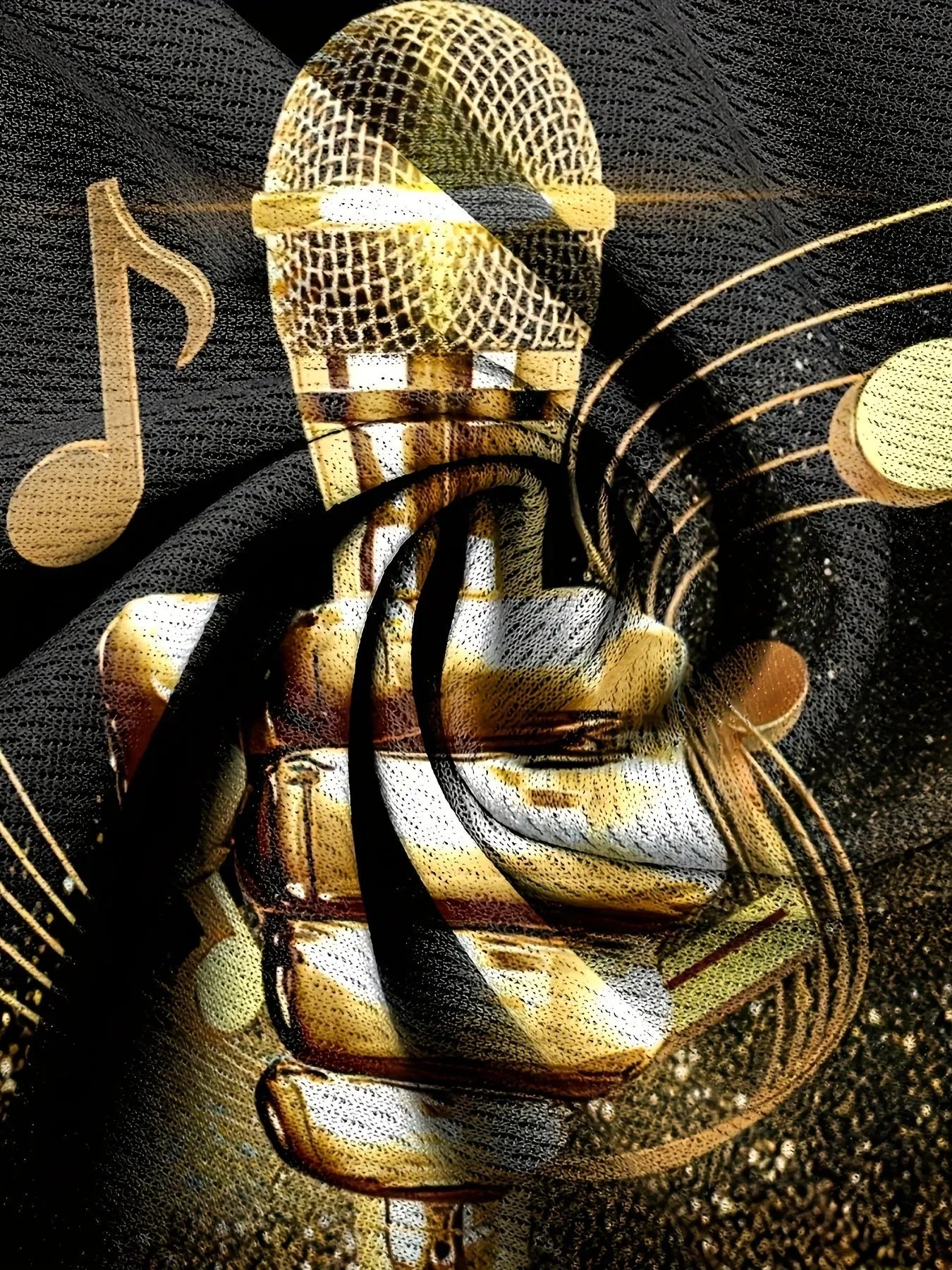 Mens 3D Printed Microphone & Notes Graphic Tee - Comfortable Crew Neck, Short Sleeves, Fashionable Summer Style - Music Inspired, Trendy Leisurewear Temu