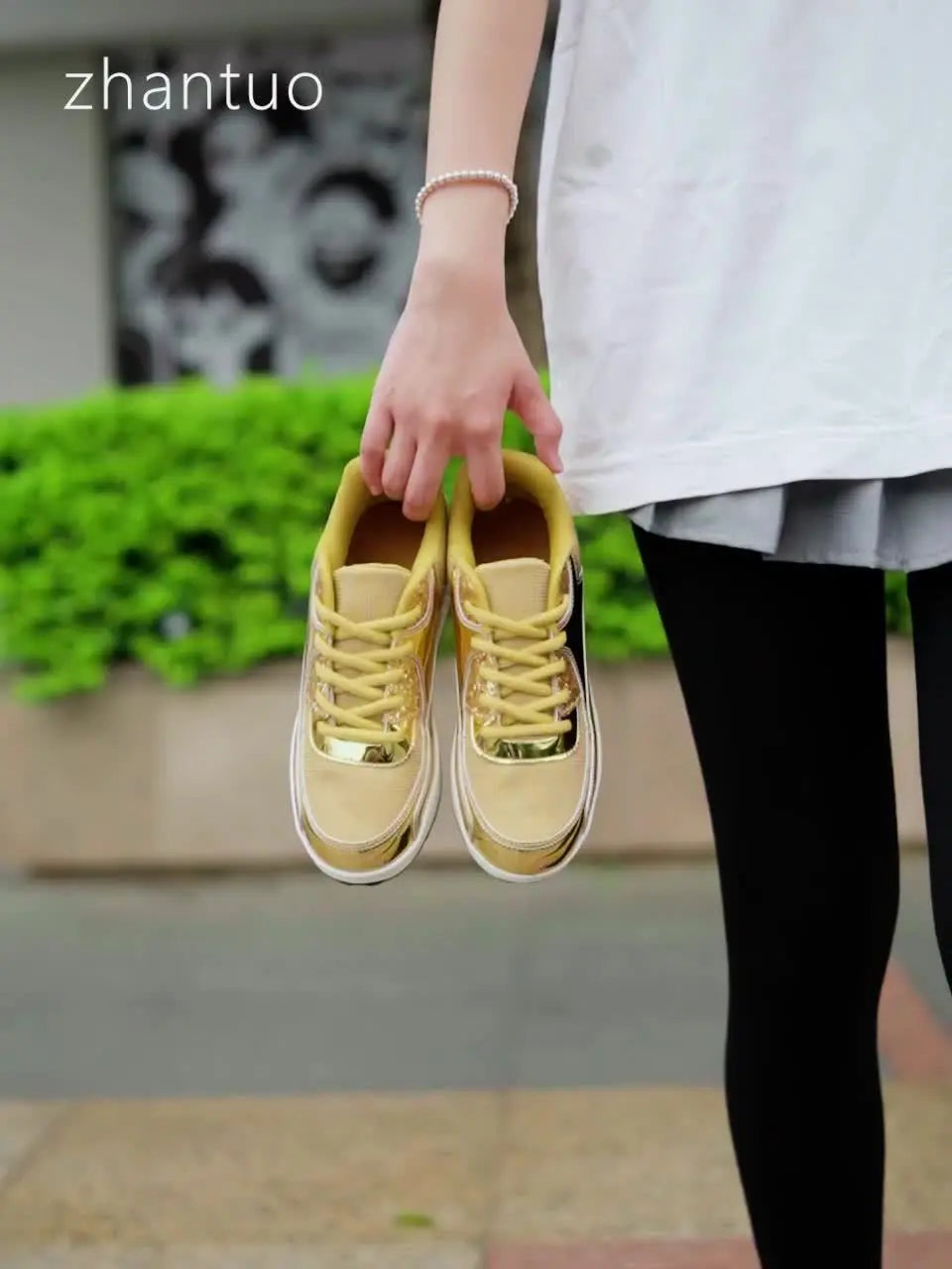 Breathable, Stability, Shiny Accents, Glitter Design, Lace-Up Closure, PU Sole, Fabric Insole, Random Printing - Comfortable Walking Shoes for Everyday Wear Temu