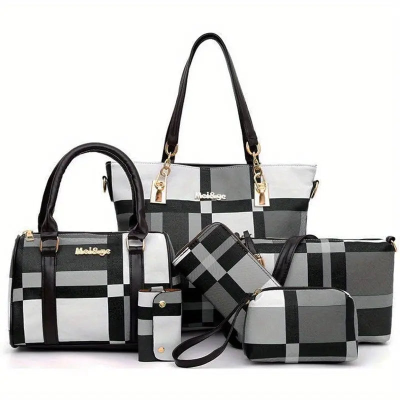 6pcs Womens Handbags Tote Bags Shoulder Bag Purses Satchel Bag Top-Handle Handbag Crossbody Bag Wallet Clutch Chic Le'Meek