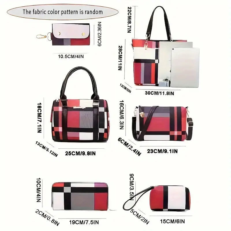 6pcs Womens Handbags Tote Bags Shoulder Bag Purses Satchel Bag Top-Handle Handbag Crossbody Bag Wallet Clutch Chic Le'Meek