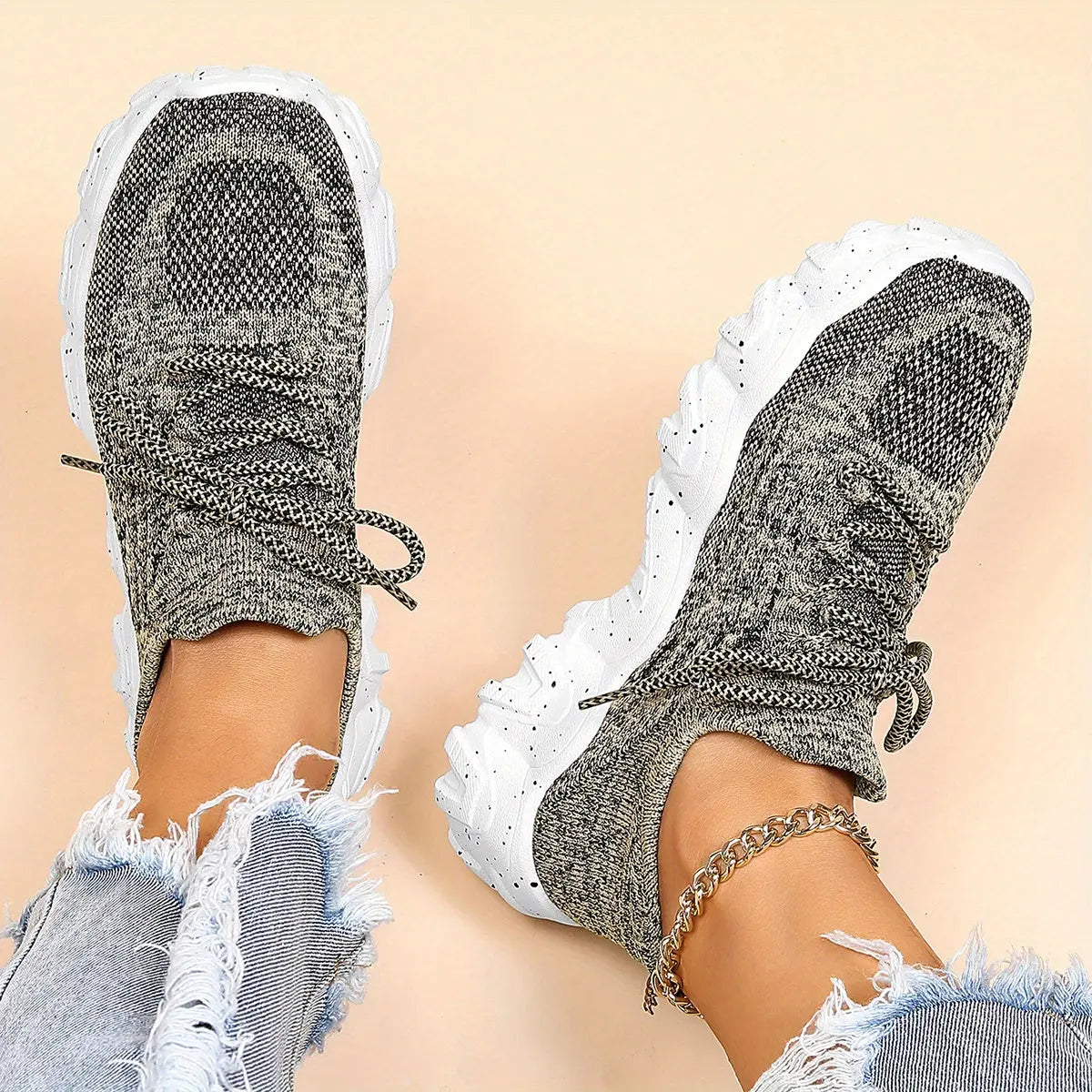 Womens Breathable Low Top Sneakers - Lightweight, Lace-Up, Fabric Upper, Rubber Sole, Solid Color, Casual, Sporty, All-Season Shoes for Everyday Wear Temu