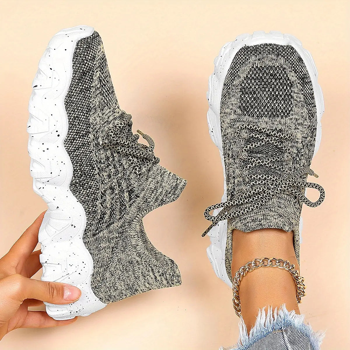Womens Breathable Low Top Sneakers - Lightweight, Lace-Up, Fabric Upper, Rubber Sole, Solid Color, Casual, Sporty, All-Season Shoes for Everyday Wear Temu