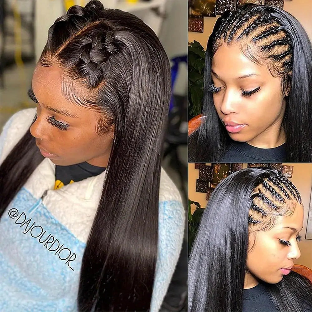 250% Density Straight Lace Front Wig Transparent HD 13x6 Straight Brazilian Virgin Human Hair Lace Frontal Wigs Pre Plucked With Baby Hair Black For Women 34Inch Temu