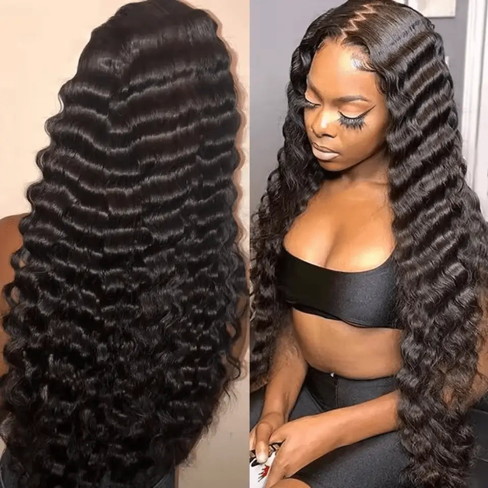 30Inch 13x6 Deep Curly Human Hair Wigs For Women Pre Plucked Loose Deep Wave Hd Transparent Frontal Wig Full Density Temu