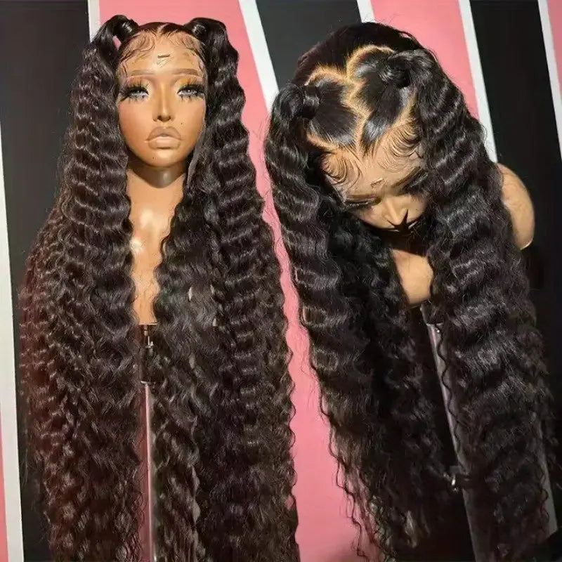 30Inch 13x6 Deep Curly Human Hair Wigs For Women Pre Plucked Loose Deep Wave Hd Transparent Frontal Wig Full Density Temu