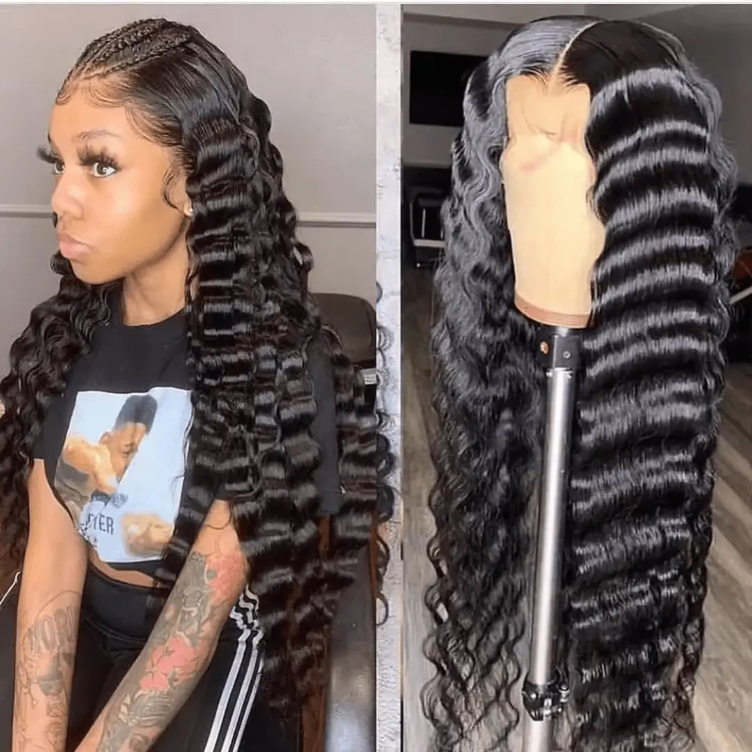 30Inch 13x6 Deep Curly Human Hair Wigs For Women Pre Plucked Loose Deep Wave Hd Transparent Frontal Wig Full Density Temu