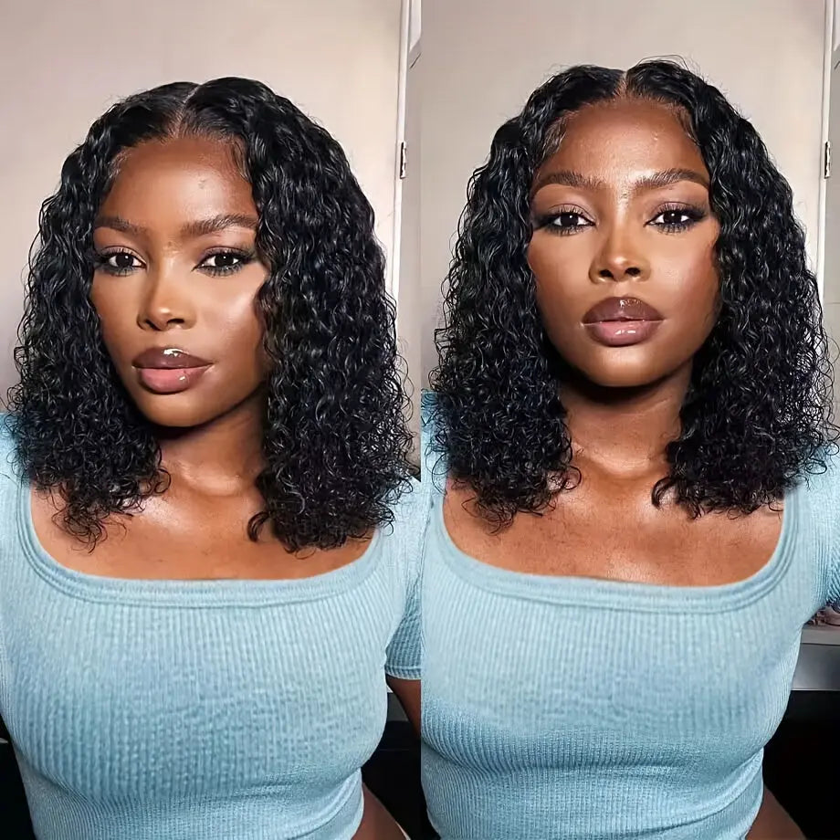 13x4 Deep Wave Curly Bob Wig Human Hair Lace Frontal Wigs 180 Density Glueless Wigs Water Wave Wig 10-16inch Temu