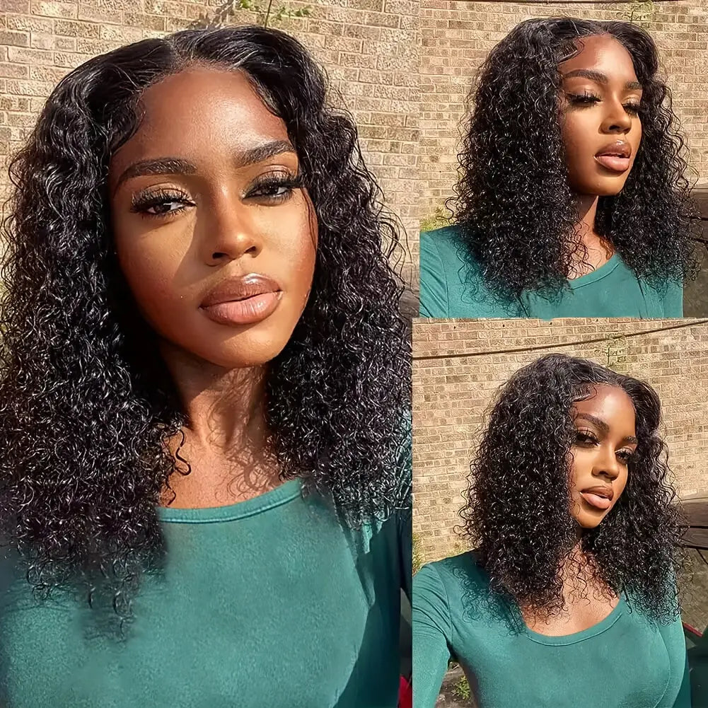 13x4 Deep Wave Curly Bob Wig Human Hair Lace Frontal Wigs 180 Density Glueless Wigs Water Wave Wig 10-16inch Temu