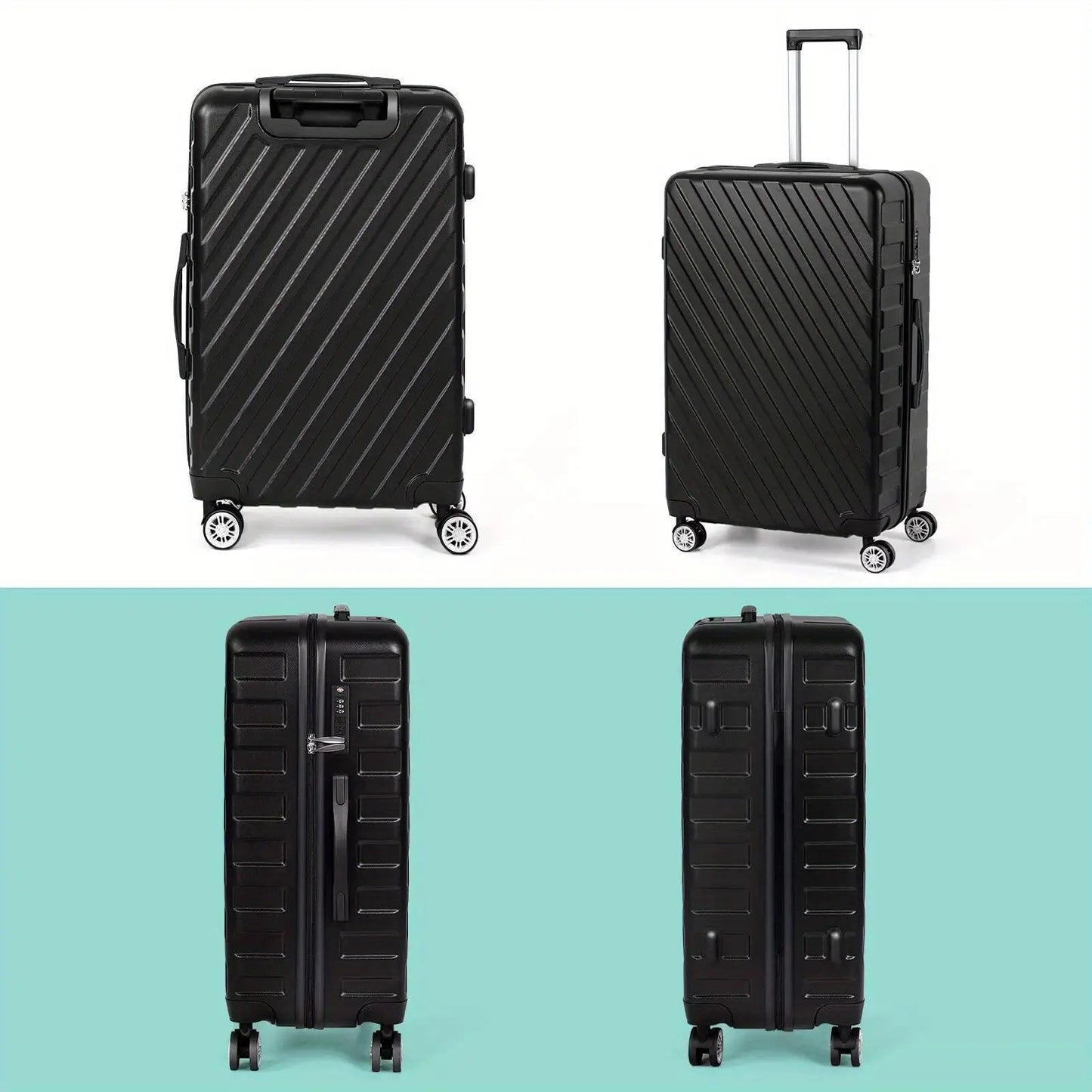 5-Piece ABS Luggage Set, Includes 12", 14", 20", 24" & 28" Hardside Spinner Suitcases, With TSA Lock Spinner Wheels Durable Travel Luggage AliExpress
