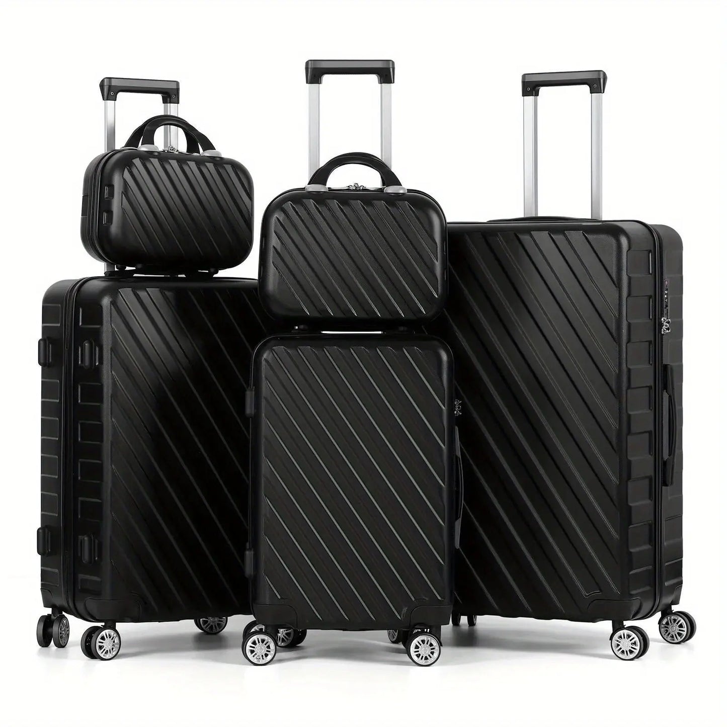 5-Piece ABS Luggage Set, Includes 12", 14", 20", 24" & 28" Hardside Spinner Suitcases, With TSA Lock Spinner Wheels Durable Travel Luggage AliExpress
