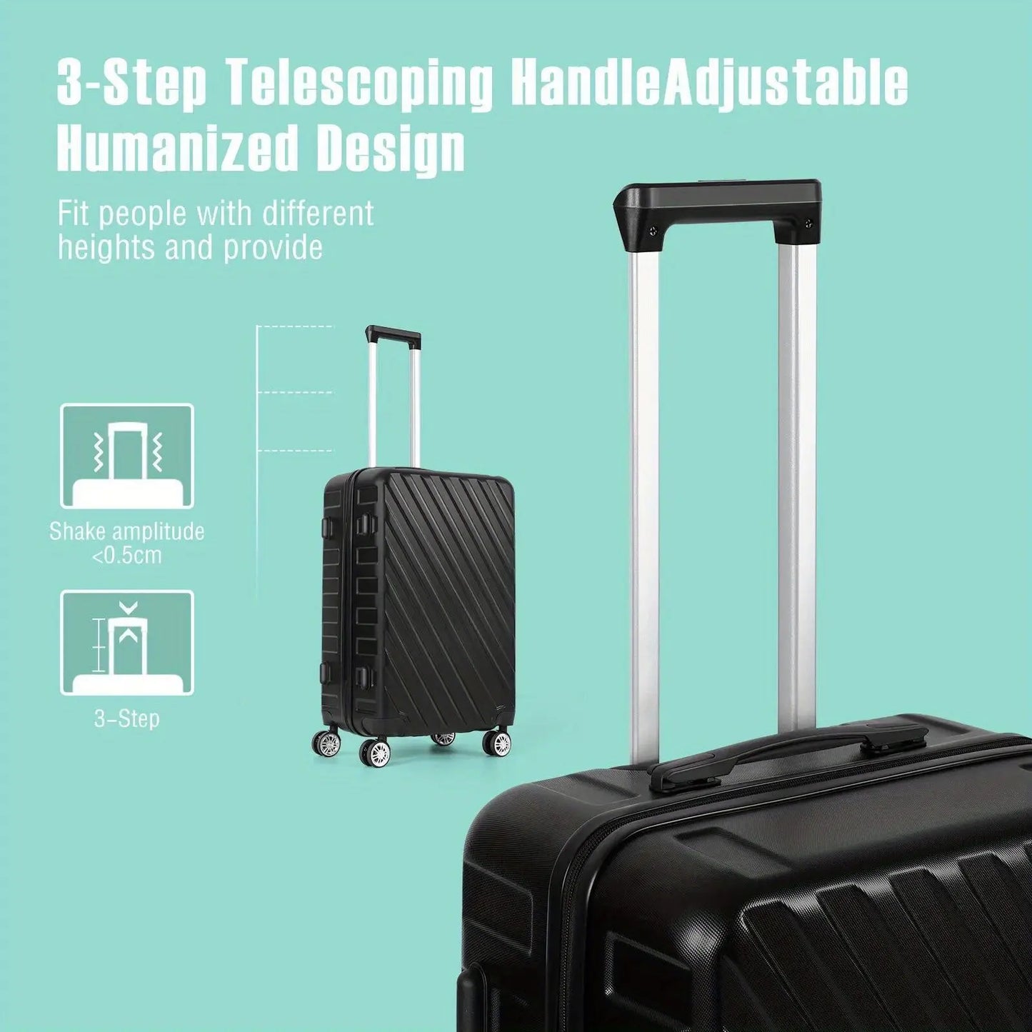 5-Piece ABS Luggage Set, Includes 12", 14", 20", 24" & 28" Hardside Spinner Suitcases, With TSA Lock Spinner Wheels Durable Travel Luggage AliExpress