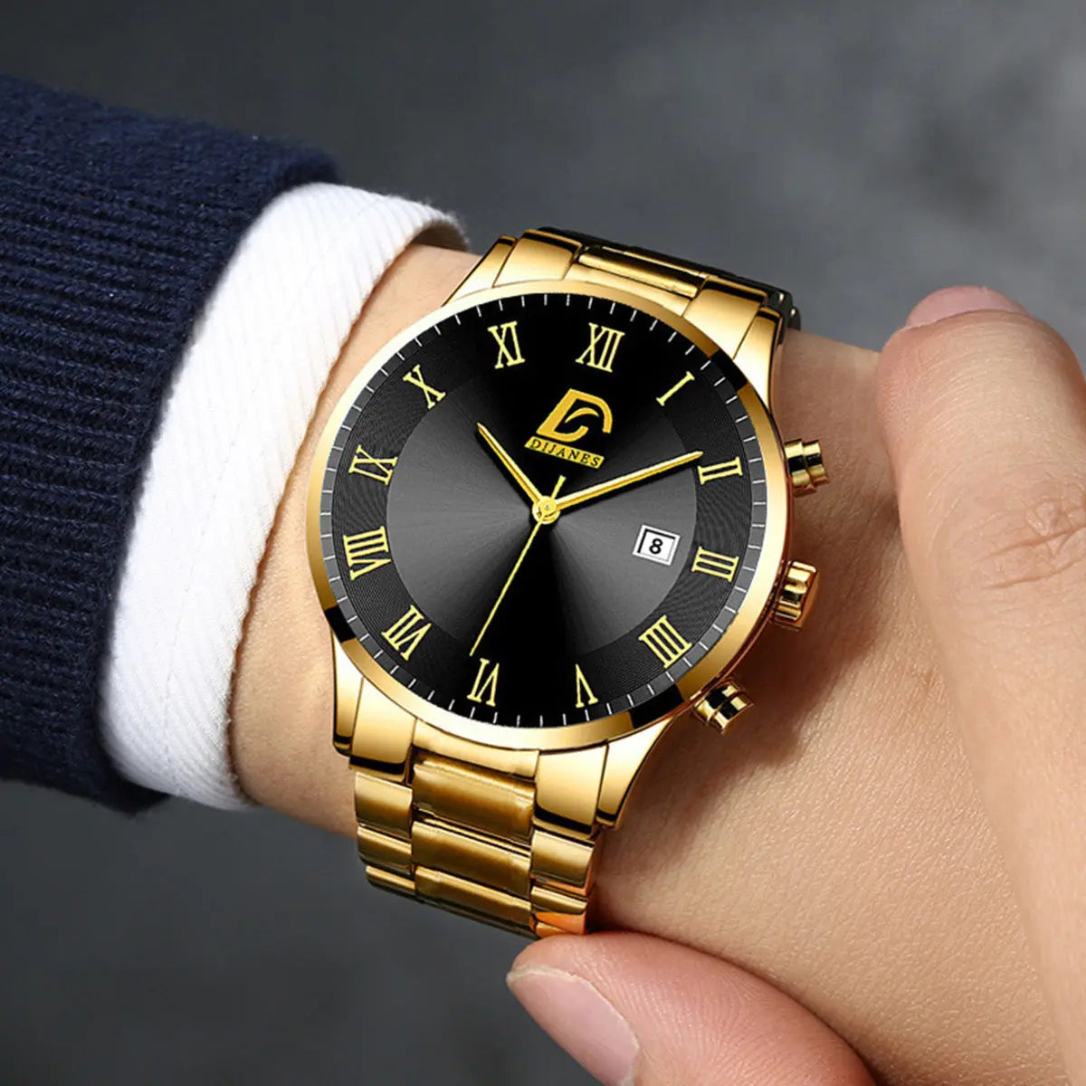 3pcs/ set, Men's Watch, Casual Mens Fashion Stainless Steel Quartz Watch & Bracelet & Necklace, Gifts for Men Chic Le'Meek