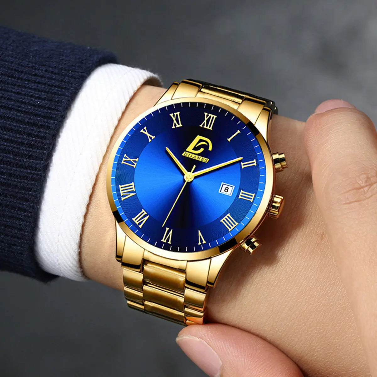 3pcs/ set, Men's Watch, Casual Mens Fashion Stainless Steel Quartz Watch & Bracelet & Necklace, Gifts for Men Chic Le'Meek