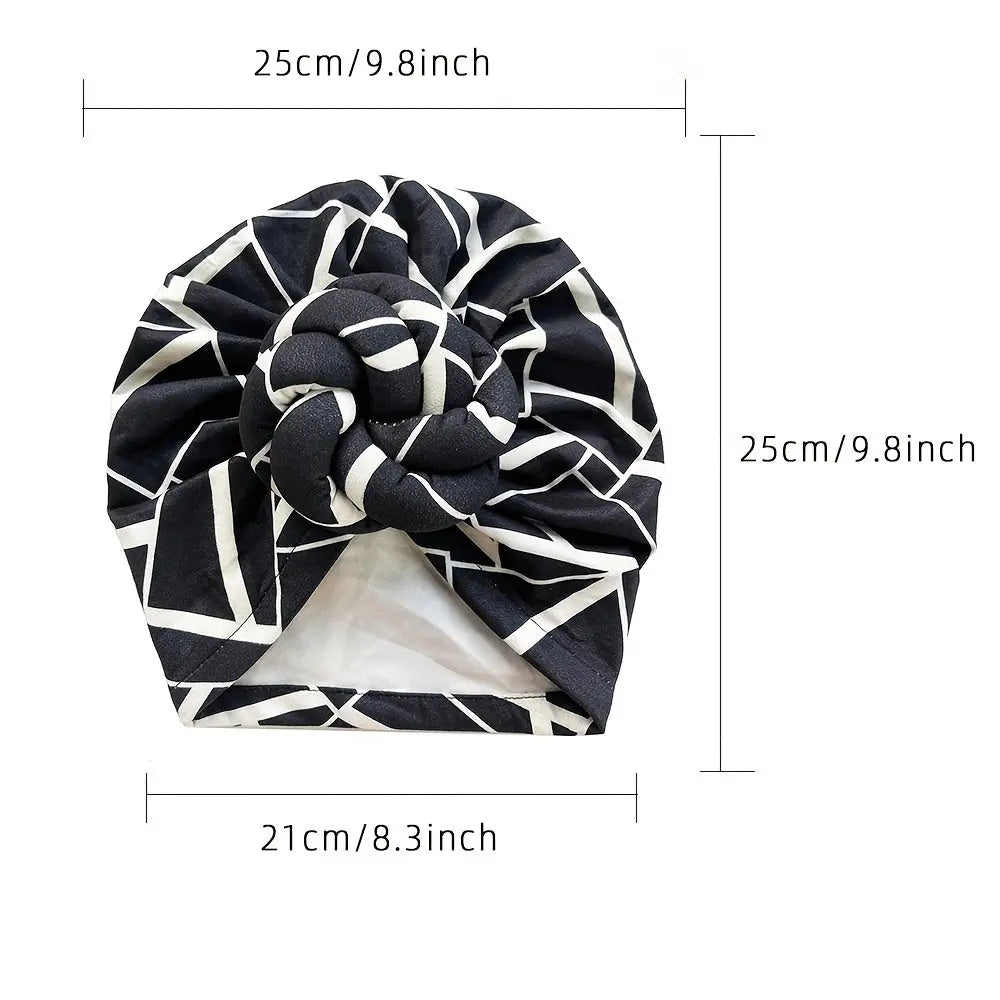 2pcs Zebra Print Pre-Tied Hair Turbans - Soft Polyester Knot Head Wraps for Women, Stylish Black & White Pattern, Comfortable Shower Cap for Short Hair, Fashion Headband | Zebra Print Turban | Snug Fit Design Chic Le'Meek