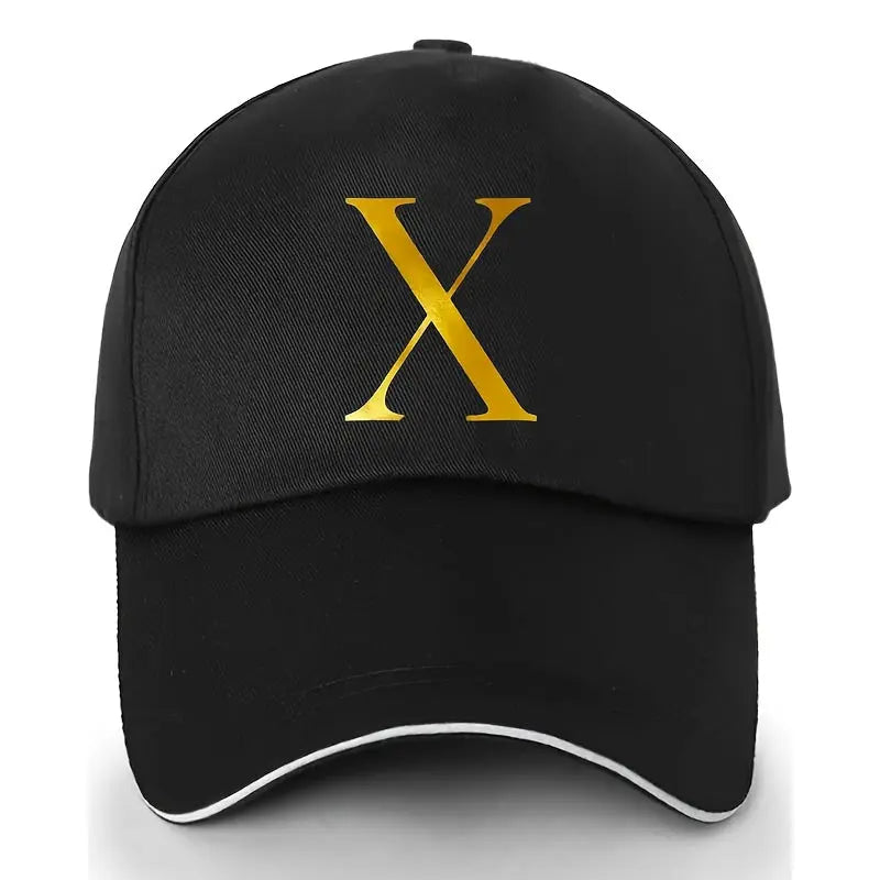 Unisex Polyester Baseball Cap | Adjustable Fit | Lightweight, Breathable & Quick-Dry | Golden Letter Print Embroidery 'M' or 'A' | Ideal for Outdoor Sports and Travel | Stylish Hip-Hop Dad Hat, Casual Wear Hat | Hiphop Style Chic Le'Meek