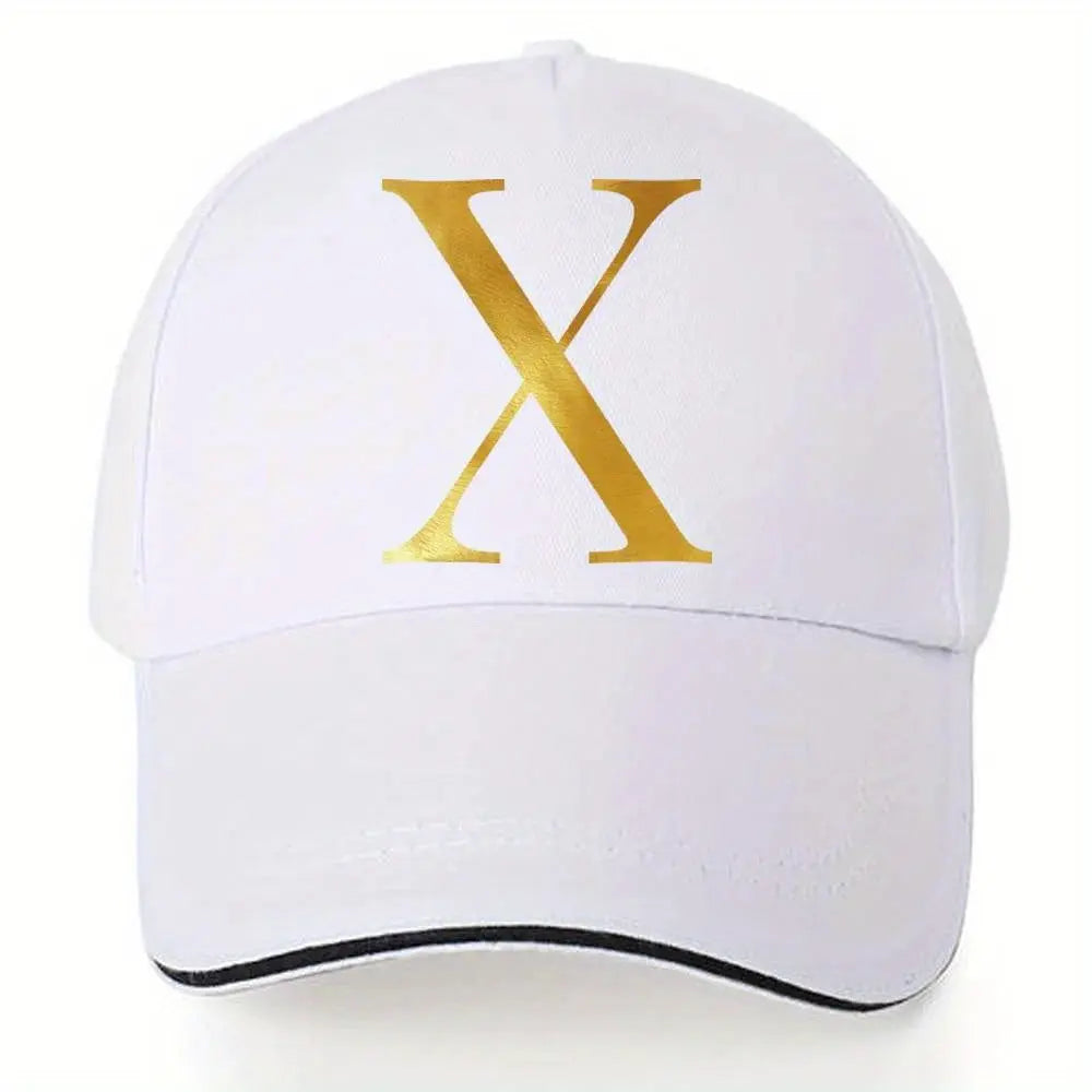 Lightweight Baseball Cap with Adjustable Shoulder Strap, Breathable And Quick Drying- Customizable Golden Letter Design, Suitable for Outdoor Sports And Travel, Baseball Cap Chic Le'Meek