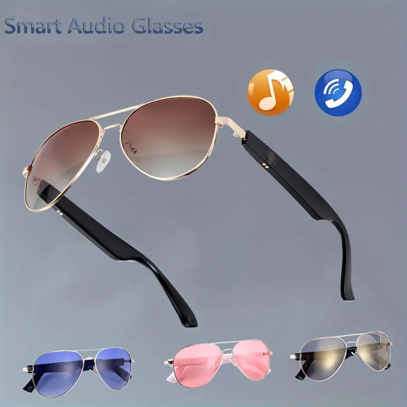 Stylish High-Definition Smart Glasses - Built-in Microphone and Speaker, HiFi Music Quality, Compatible with iPhone/Android - Ideal for Driving, Outdoor Activities, and Fishing, Supports AI Voice Assistant Chic Le'Meek