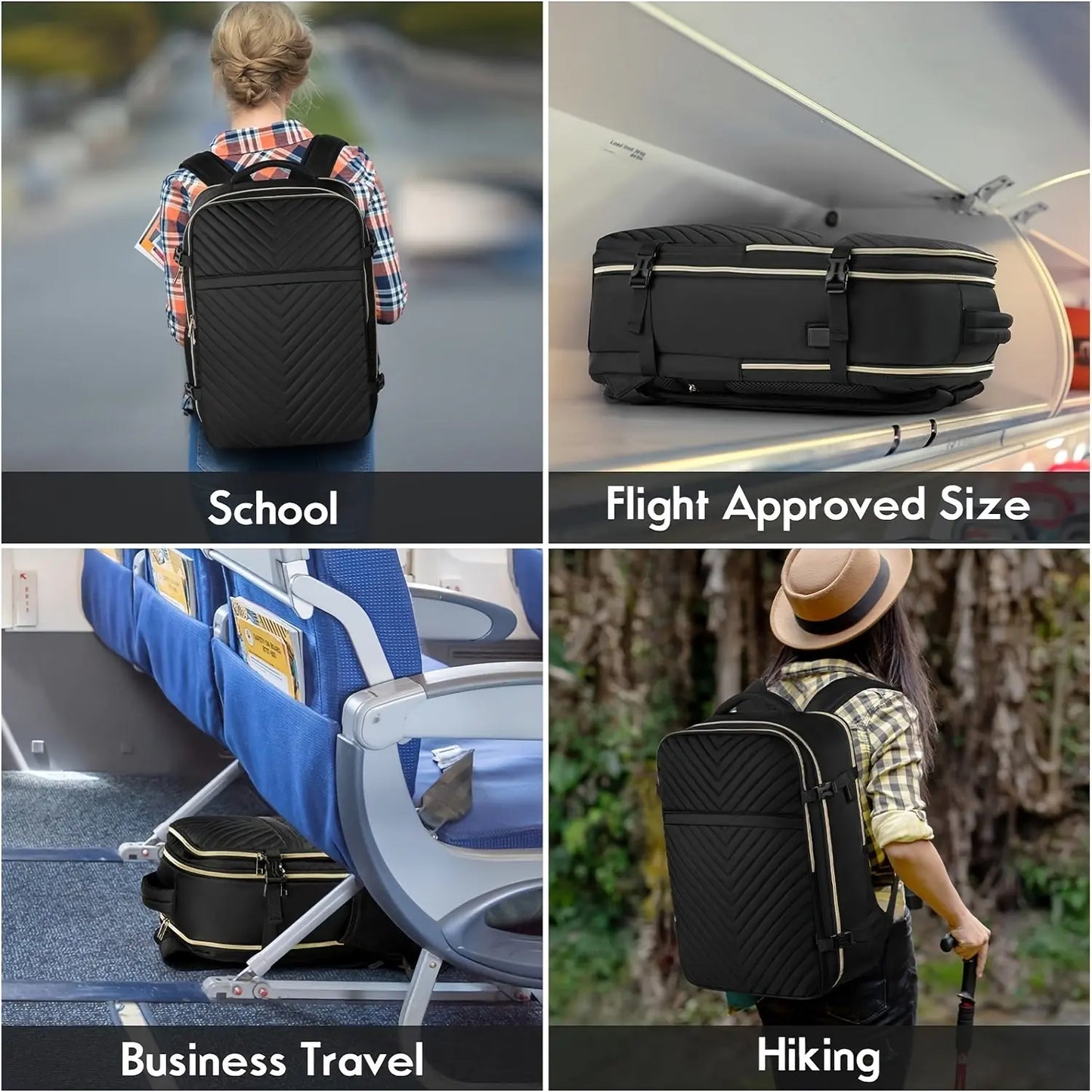Flight Approved Large Travel Laptop Backpack With 3 Packing Cubes & USB Charge Port, 17 Inch Water Resistant Luggage Travel Bag For Weekender Business Temu
