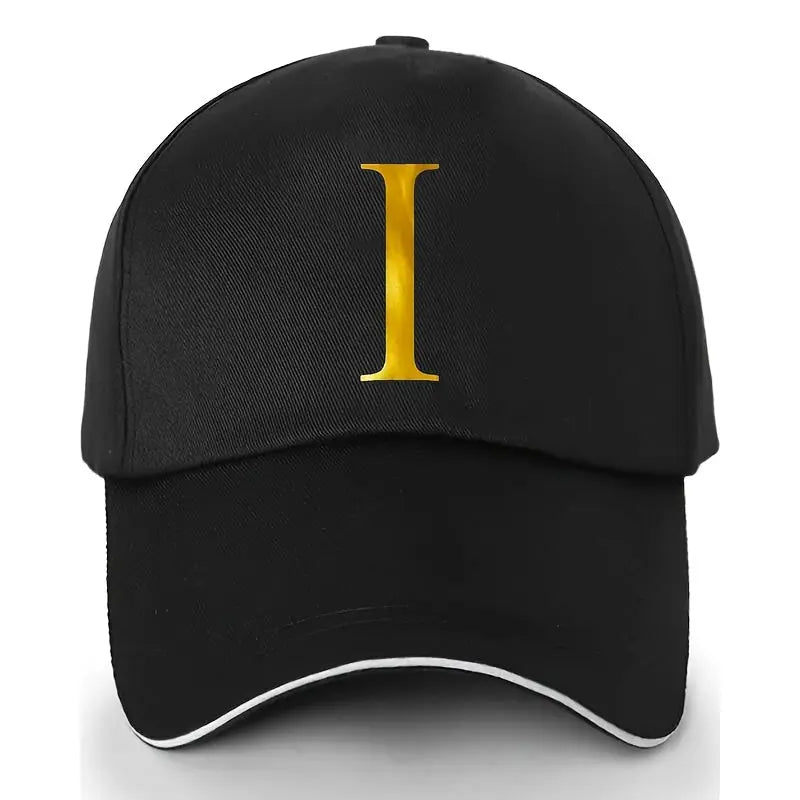 Unisex Polyester Baseball Cap | Adjustable Fit | Lightweight, Breathable & Quick-Dry | Golden Letter Print Embroidery 'M' or 'A' | Ideal for Outdoor Sports and Travel | Stylish Hip-Hop Dad Hat, Casual Wear Hat | Hiphop Style Chic Le'Meek