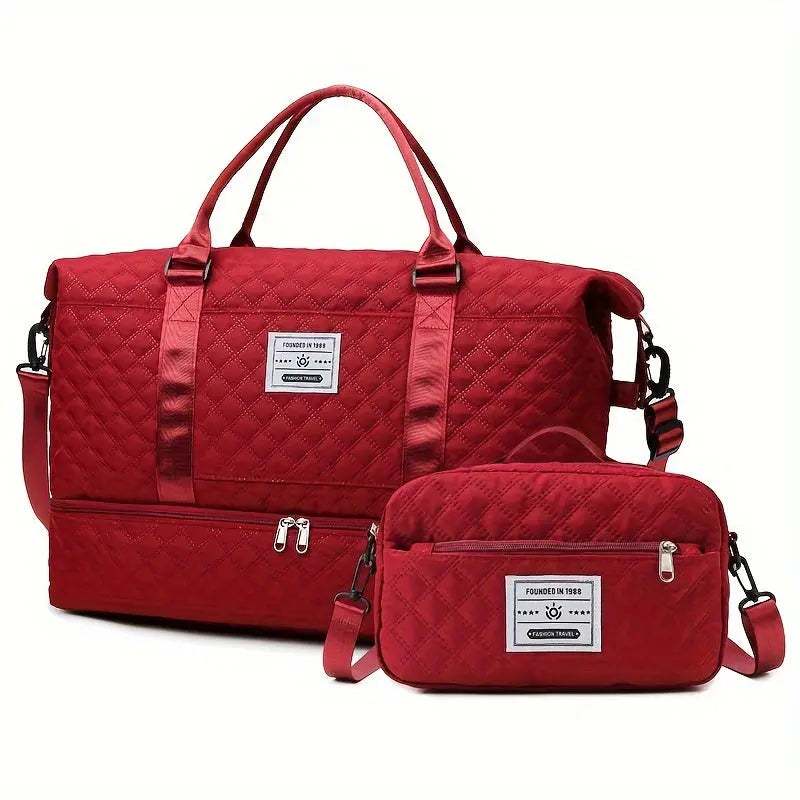Large Capacity Travel Duffel Bag in Oxford Fabric, Portable Sports Gym Storage Bag, Weekend Overnight Bag for Women Chic Le'Meek