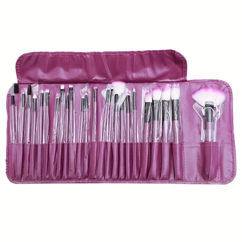 24pcs Professional Makeup Brush Set with Soft Synthetic Bristles for Flawless Foundation, Blush & Eyeshadow Application - Includes Travel Case Chic Le'Meek