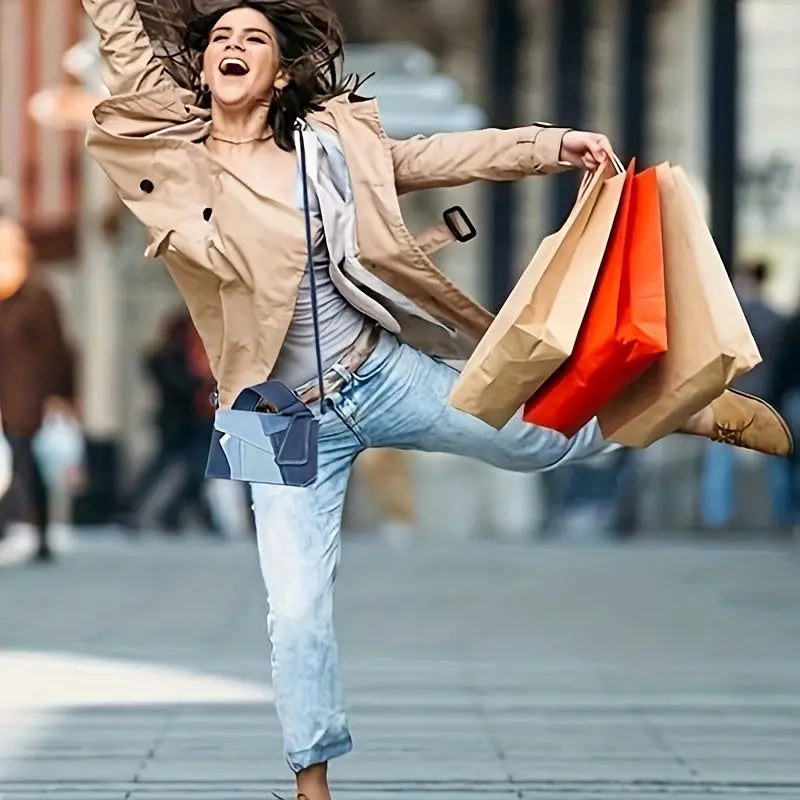 Ladies' Geometric Cowboy Shoulder Bag - A Casual Handbag With Zipper Closure, Unlined Fabric, Hand Washable - A Fashionable Crossbody Bag Suitable For Shopping, Dating, And Commuting Chic Le'Meek