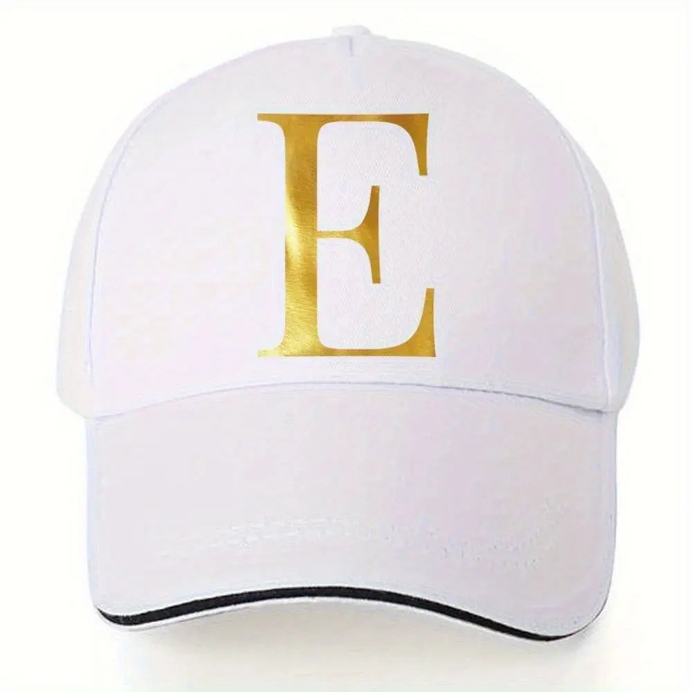 Lightweight Baseball Cap with Adjustable Shoulder Strap, Breathable And Quick Drying- Customizable Golden Letter Design, Suitable for Outdoor Sports And Travel, Baseball Cap Chic Le'Meek