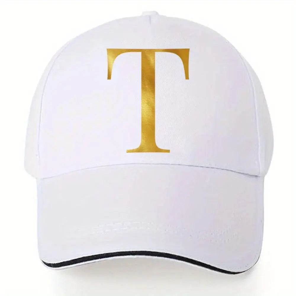 Lightweight Baseball Cap with Adjustable Shoulder Strap, Breathable And Quick Drying- Customizable Golden Letter Design, Suitable for Outdoor Sports And Travel, Baseball Cap Chic Le'Meek