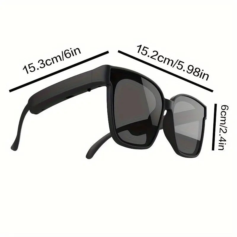 Smart glasses featuring UV400 protection, polarized lenses, a built-in microphone and speaker, physical buttons, a voice assistant, and a large-capacity battery Temu