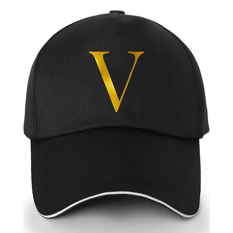 Unisex Polyester Baseball Cap | Adjustable Fit | Lightweight, Breathable & Quick-Dry | Golden Letter Print Embroidery 'M' or 'A' | Ideal for Outdoor Sports and Travel | Stylish Hip-Hop Dad Hat, Casual Wear Hat | Hiphop Style Chic Le'Meek