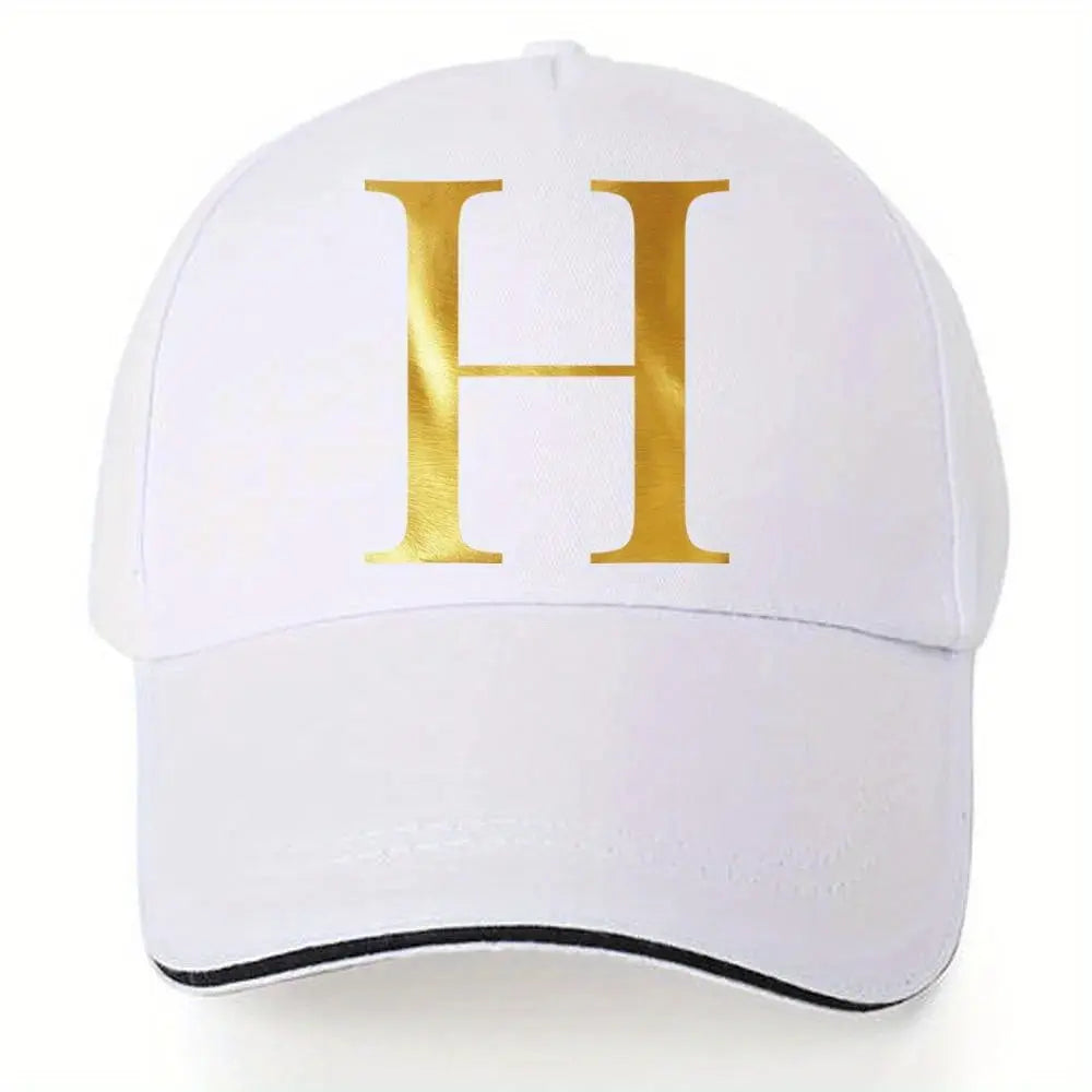 Lightweight Baseball Cap with Adjustable Shoulder Strap, Breathable And Quick Drying- Customizable Golden Letter Design, Suitable for Outdoor Sports And Travel, Baseball Cap Chic Le'Meek