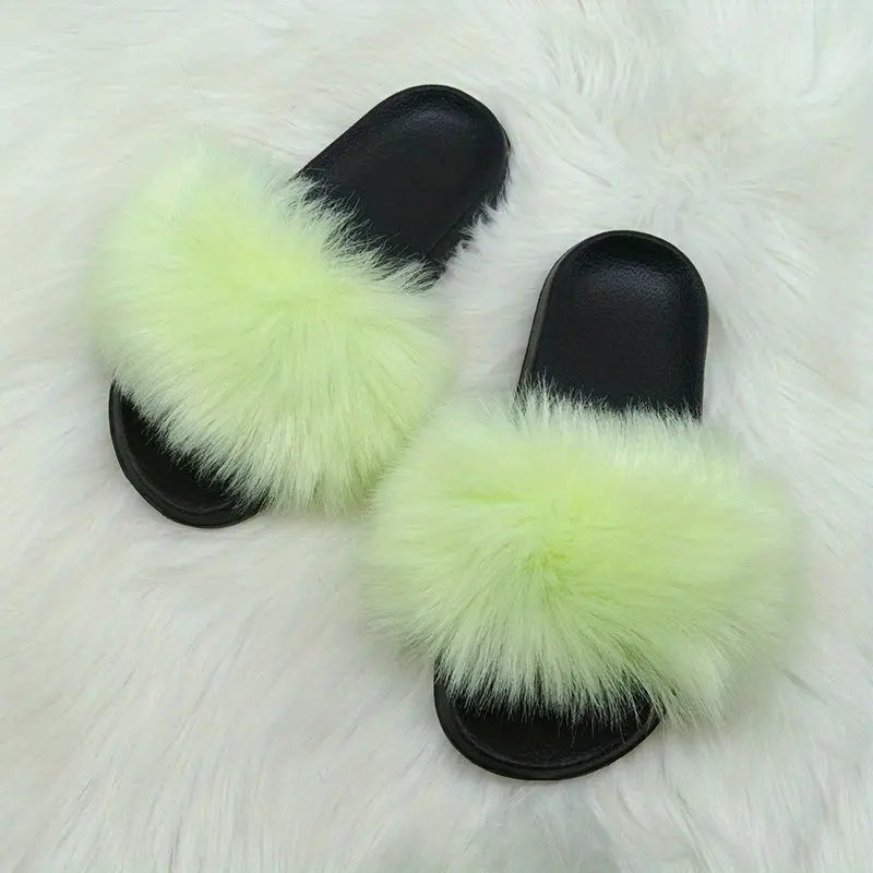 Luxurious Womens Faux Fur Slides - Soft Open Toe Slip-Ons - Ultra-Plush Indoor Slippers for Cozy Lounging - Comfortable Flat Sole - Perfect for Bedroom & Casual Wear Temu