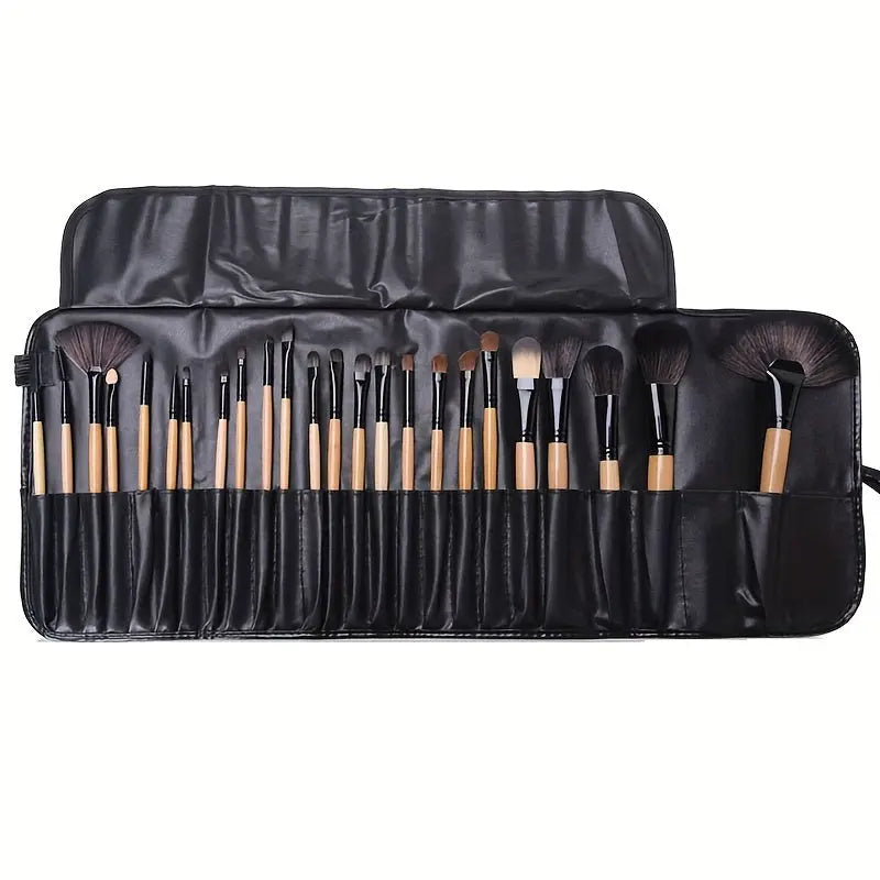 24pcs Professional Makeup Brush Set with Soft Synthetic Bristles for Flawless Foundation, Blush & Eyeshadow Application - Includes Travel Case Chic Le'Meek