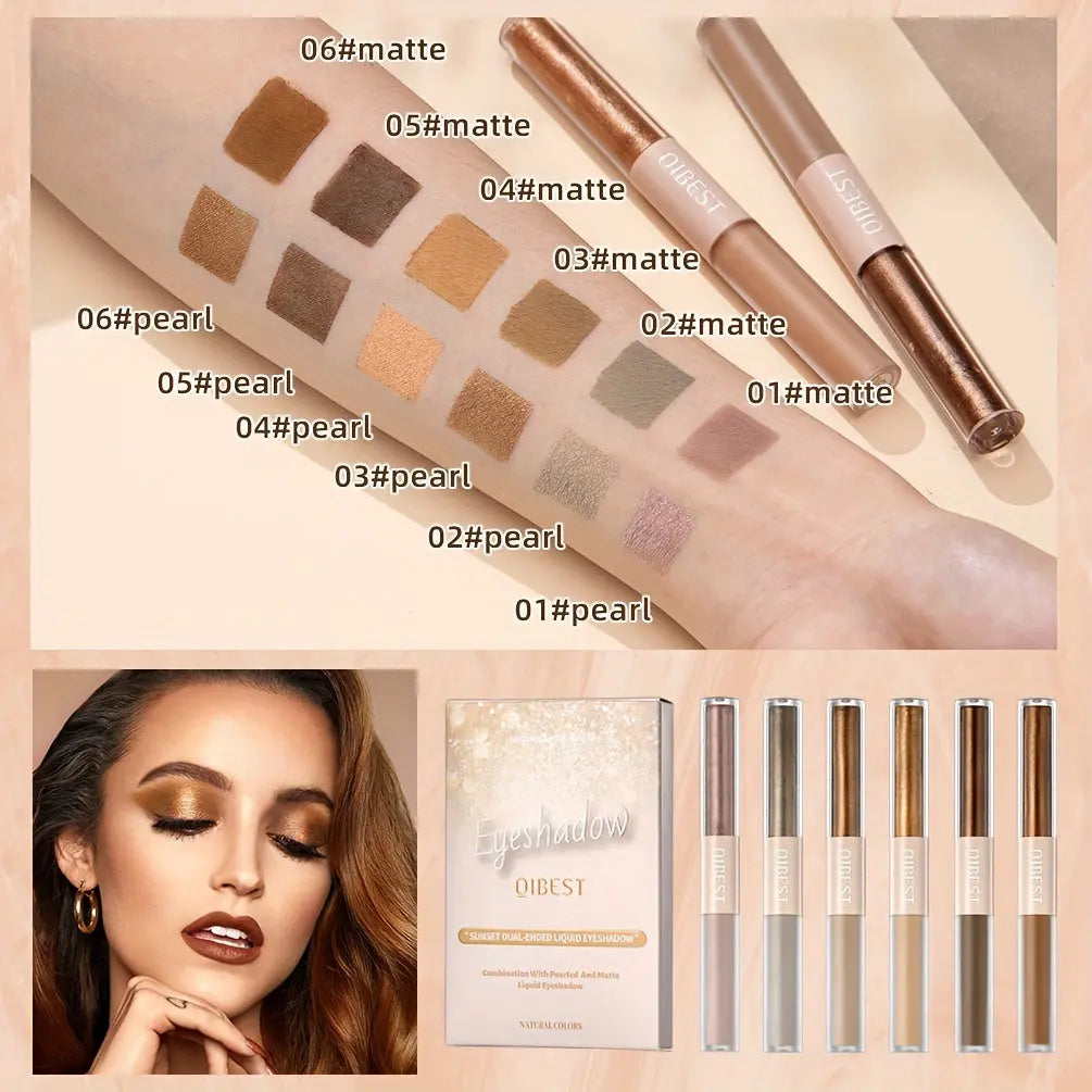 6pcs Double Ended Liquid Eyeshadow Set - Pearly Glitter and Matte Finish, Smooth Delicate Texture, Long-Lasting, Highly Pigmented Temu