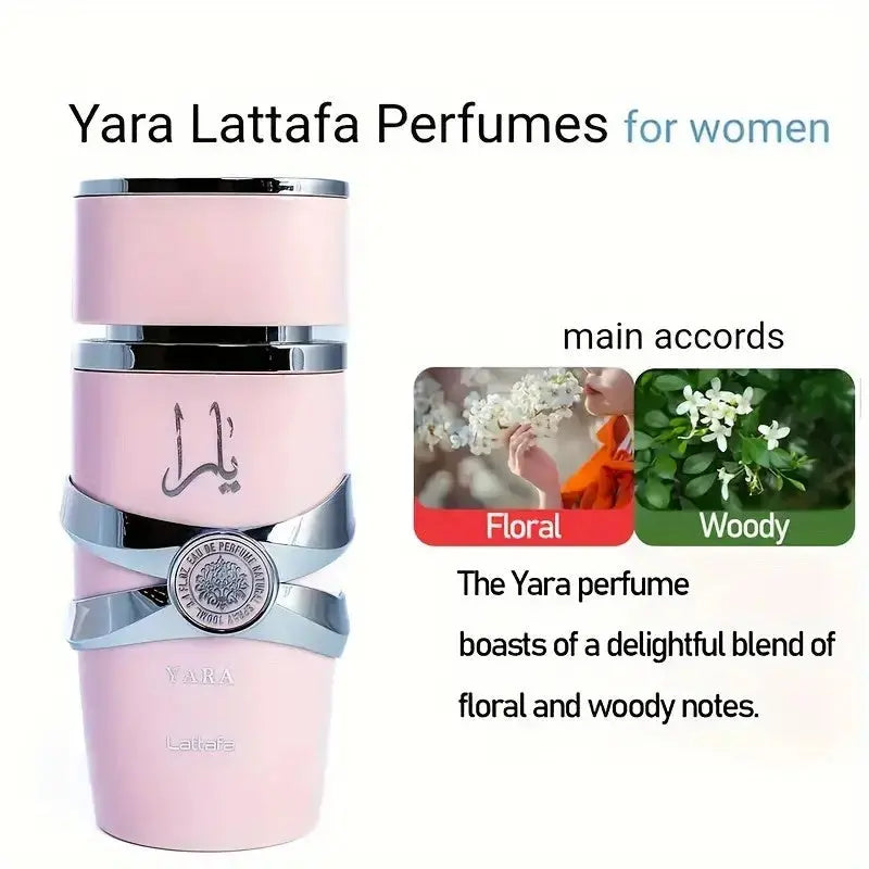 LATTAFA Yara 100ml Perfume Spray, Women's Eau de Toilette, Cologne, Long Lasting Floral, Elegant Floral, Alcohol Matrix, Formaldehyde-free, EDP, Liquid Perfume, Long Lasting Floral, perfect for dates, birthdays, Valentine's D Chic Le'Meek