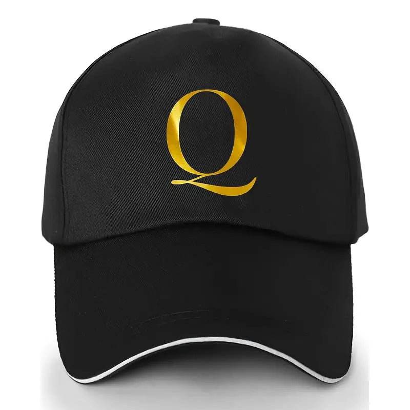 Unisex Polyester Baseball Cap | Adjustable Fit | Lightweight, Breathable & Quick-Dry | Golden Letter Print Embroidery 'M' or 'A' | Ideal for Outdoor Sports and Travel | Stylish Hip-Hop Dad Hat, Casual Wear Hat | Hiphop Style Chic Le'Meek